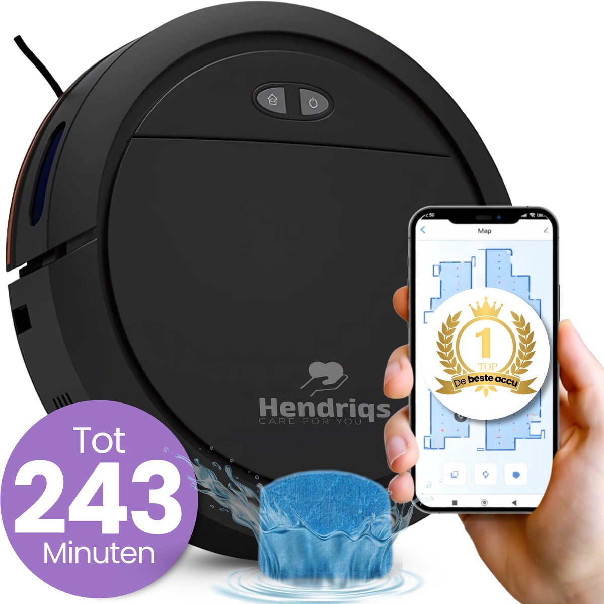 Hendriqs® Robotstofzuiger met Dweilfunctie en Laadstation - Hendriqs® - €89,00