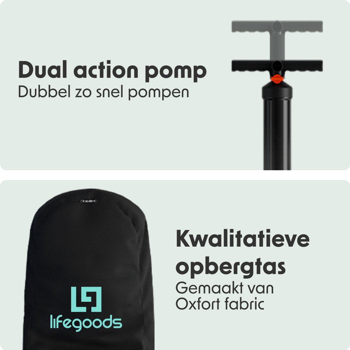 LifeGoods PaddlePro SUP Board - met Zitje - Opblaasbaar Paddle Board - Complete Set - Max. 150KG - 320x81cm - Hout/Mintgroen – foto 6