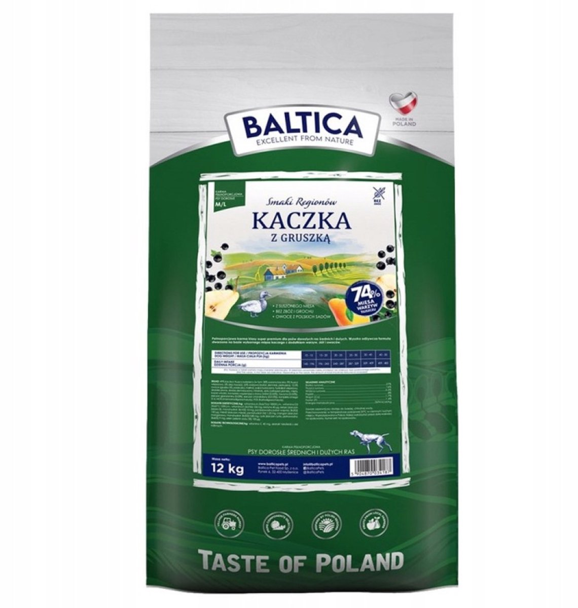 Baltica Baltica Regionale Smaken - Hondenvoer Eend met Peer - Brokgrootte M/L (Middelgrote & Grote Rassen) - 12 kg