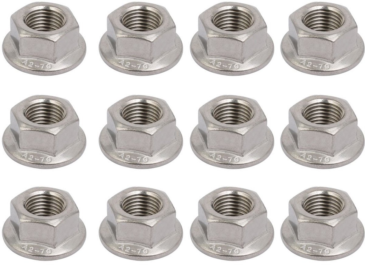 12 stuks M12 x 1,25 mm pitch metrisch fijne schroefdraad 304 roestvrij staal zeskantflonmoer