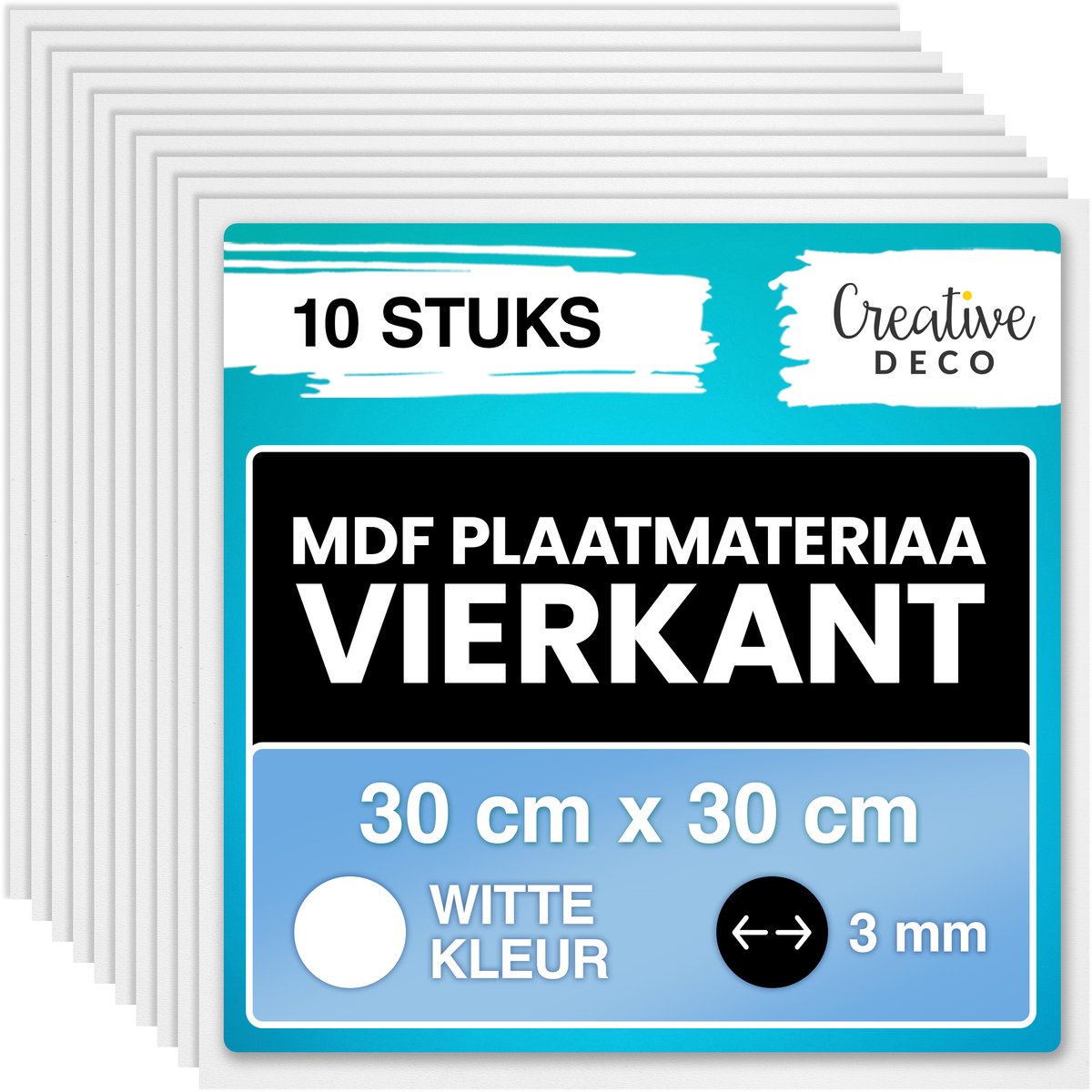 10 x Witte MDF-platen 300 x 300 mm - Dunne Gelakte Houten Platen voor Laser en Modelbouw
