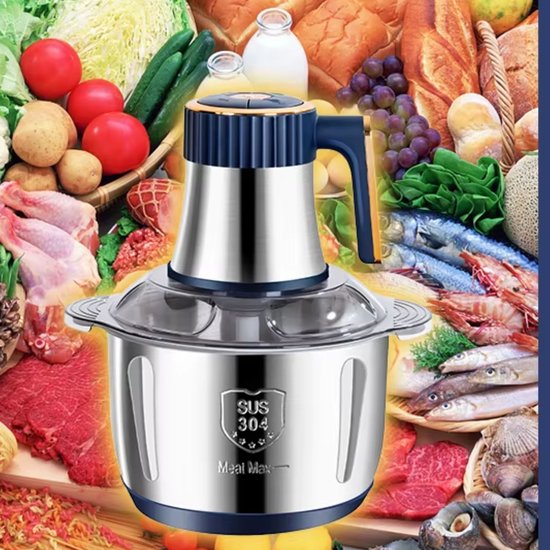 D&A Blender - Vleesmolen - Gehaktmolen - Groentesnijder - Groentesnijder Elektrisch - Roestvrij Staal - Keukenblender - 5L van Merkloos — afbeelding 3