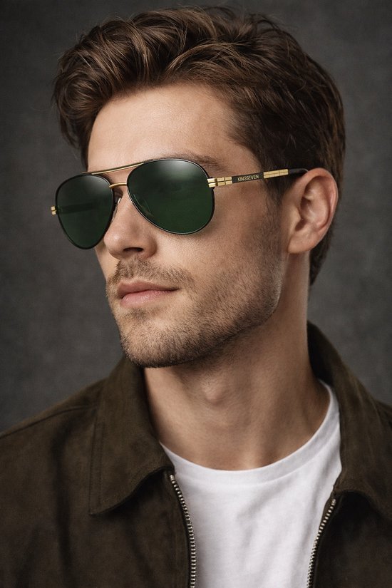 KingSeven - New Design Aviation Green - Aluminium piloten zonnebril met gepolariseerde UV400 glazen - Z93 van Kingseven — afbeelding 5