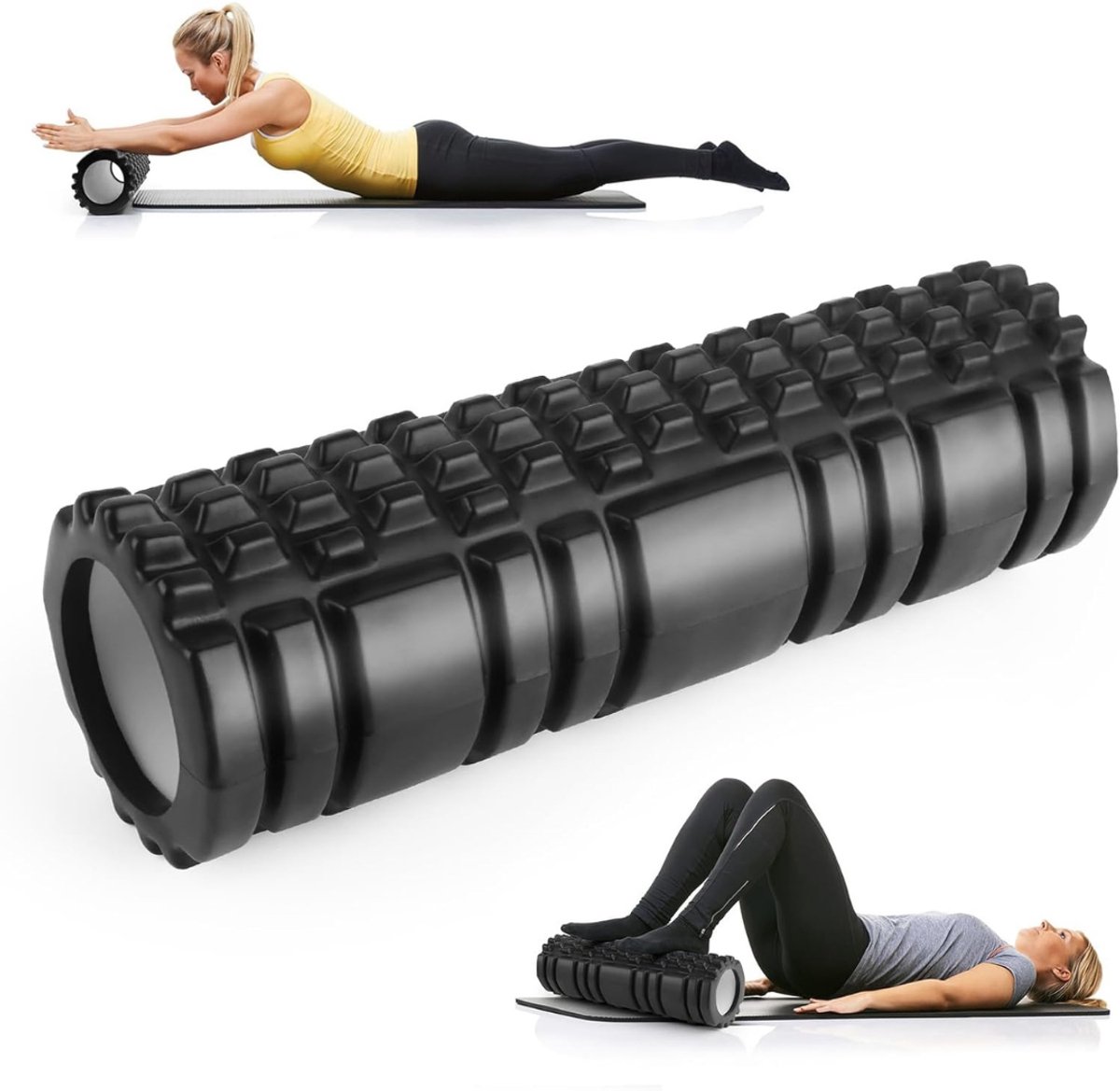 Swiphi® Foamroller - Massageroller - Fitnessroller - 30x8cm - Zwart