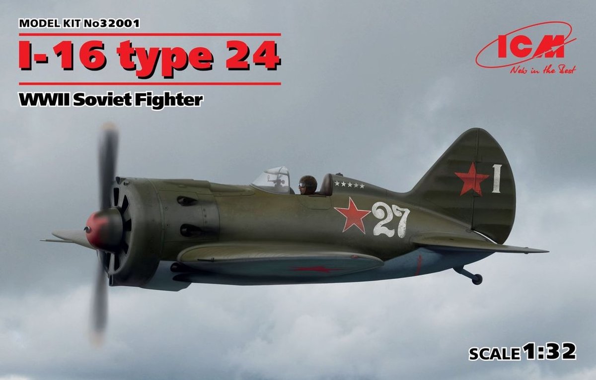 ICM 32001 Polikarpov I-16 Type 24 – 1:32 Modelbouw Bouwpakket – WWII Sovjet Jachtvliegtuig – Gedetailleerde Plastic Kit