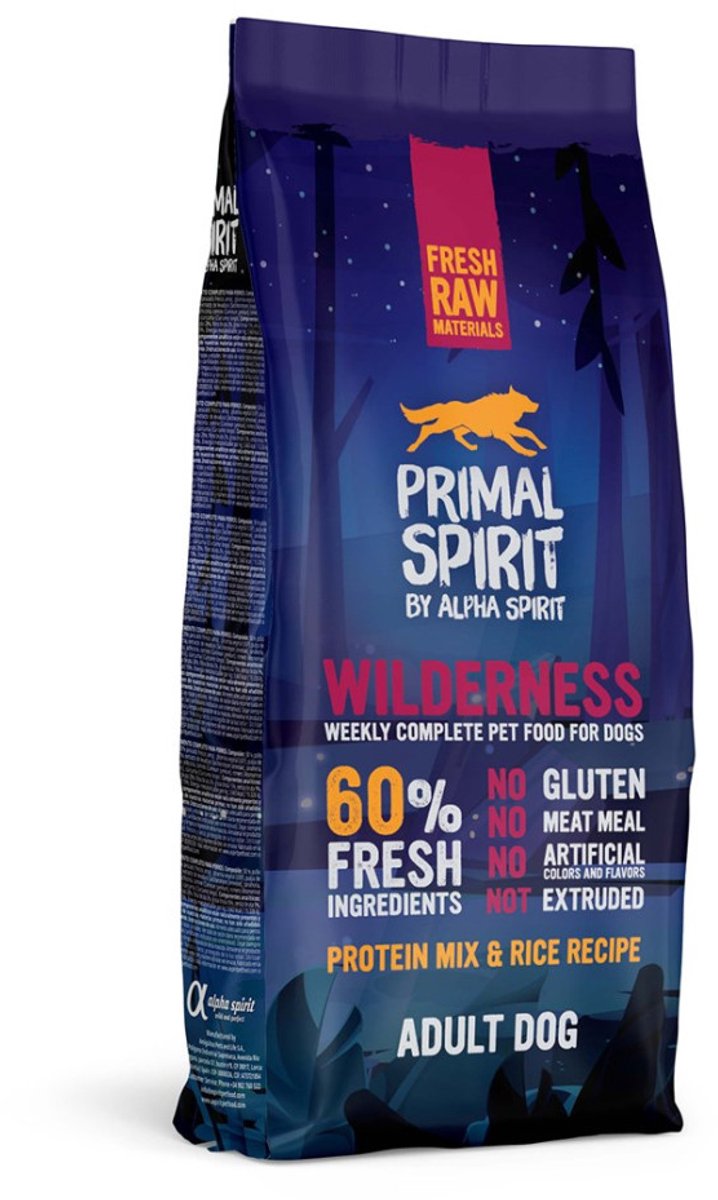 PRIMAL SPIRIT Primal Spirit WILDERNESS - Hondenvoer - 60% Vers Vlees - Graanvrij - Hypoallergeen