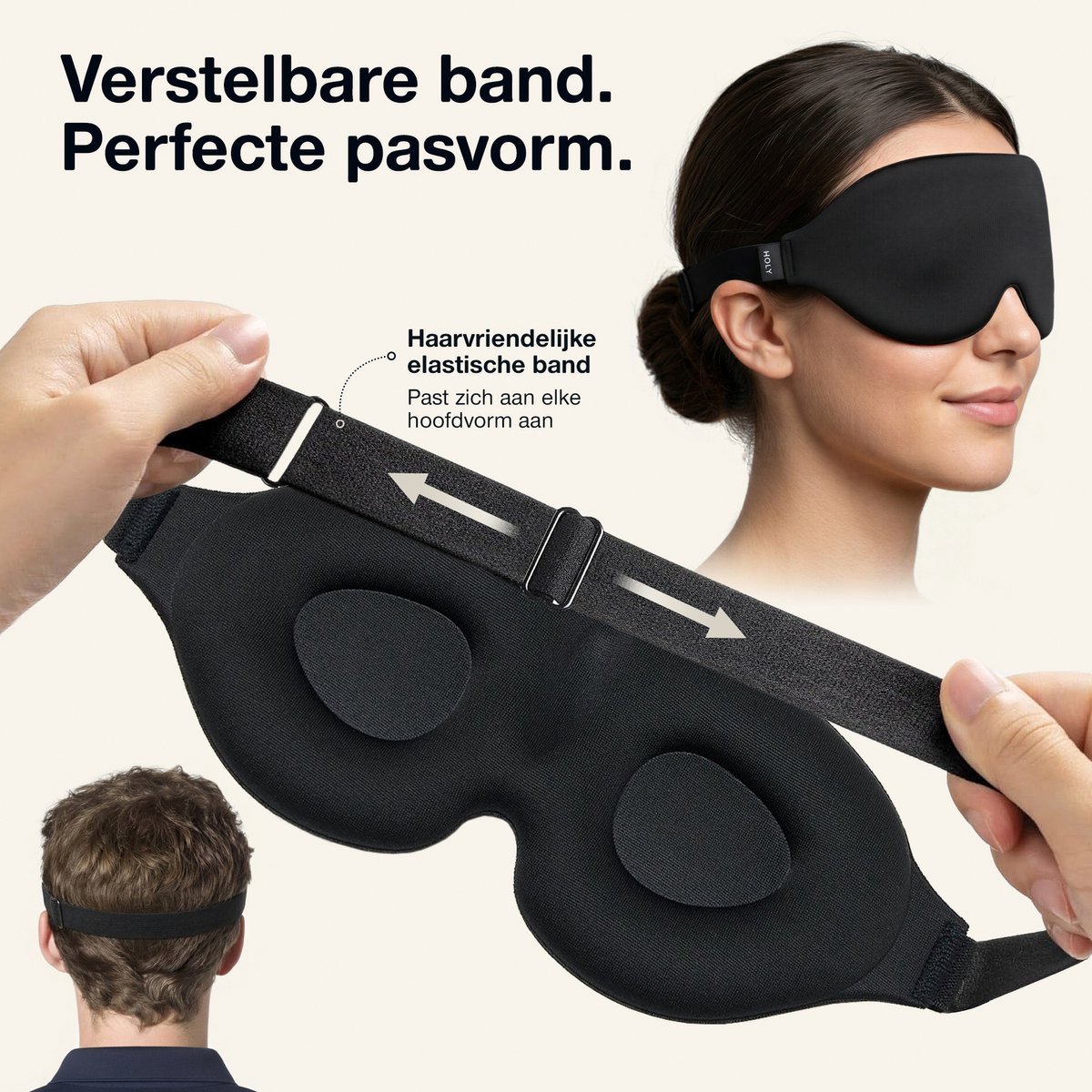 Holy Sleep Mask - Slaapmasker - Slaapmasker voor Zijslapers - 3D Slaapmasker - Slaapmasker voor Vrouwen & Mannen - Comfortabel Traagschuim - Zero Pressure Eye Mask - Zwart — afbeelding 2