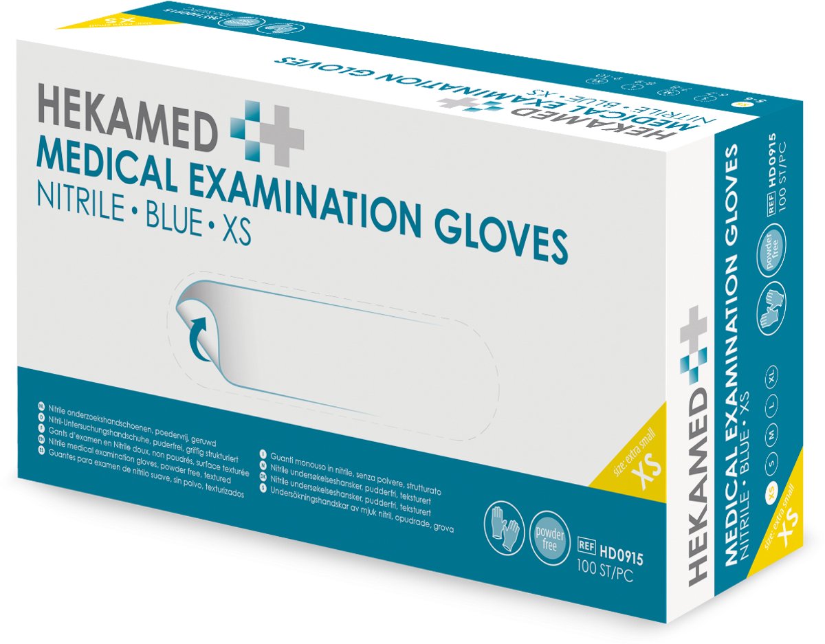 HEKAMED - NITRIL HANDSCHOENEN - MEDICAL GLOVES - 100 STUKS - MAAT XS
