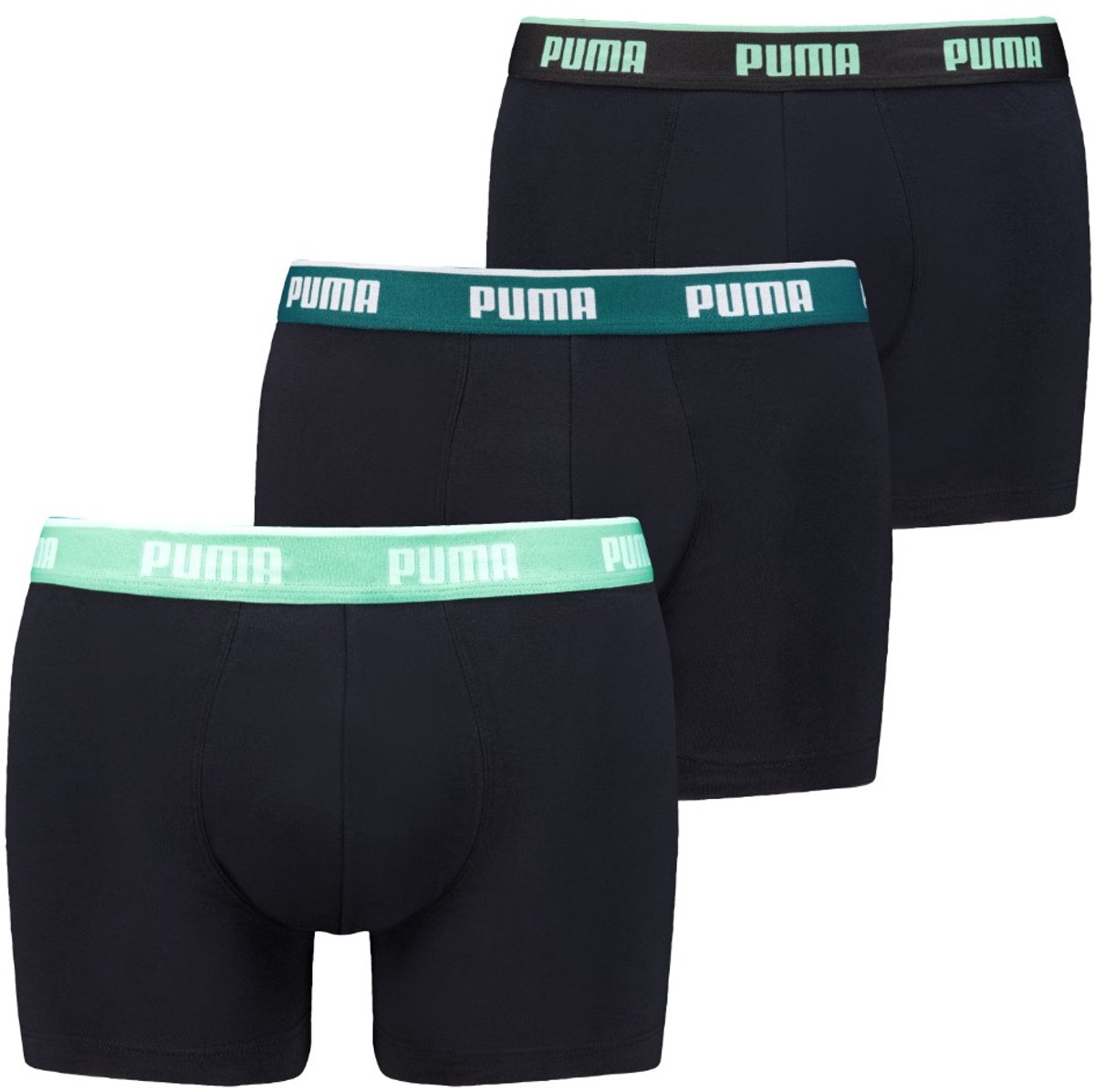 Heren effen boxershorts met gekleurde band – Emerald L 3 paar Zwart