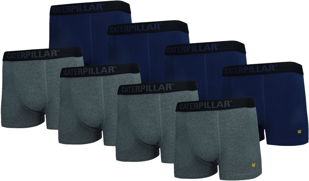 Caterpillar Heren Boxershorts - Verpakking van 8 stuks - Onderbroeken Heren - Ondergoed - Rekbaar Katoen (Blauw Grijs, L)