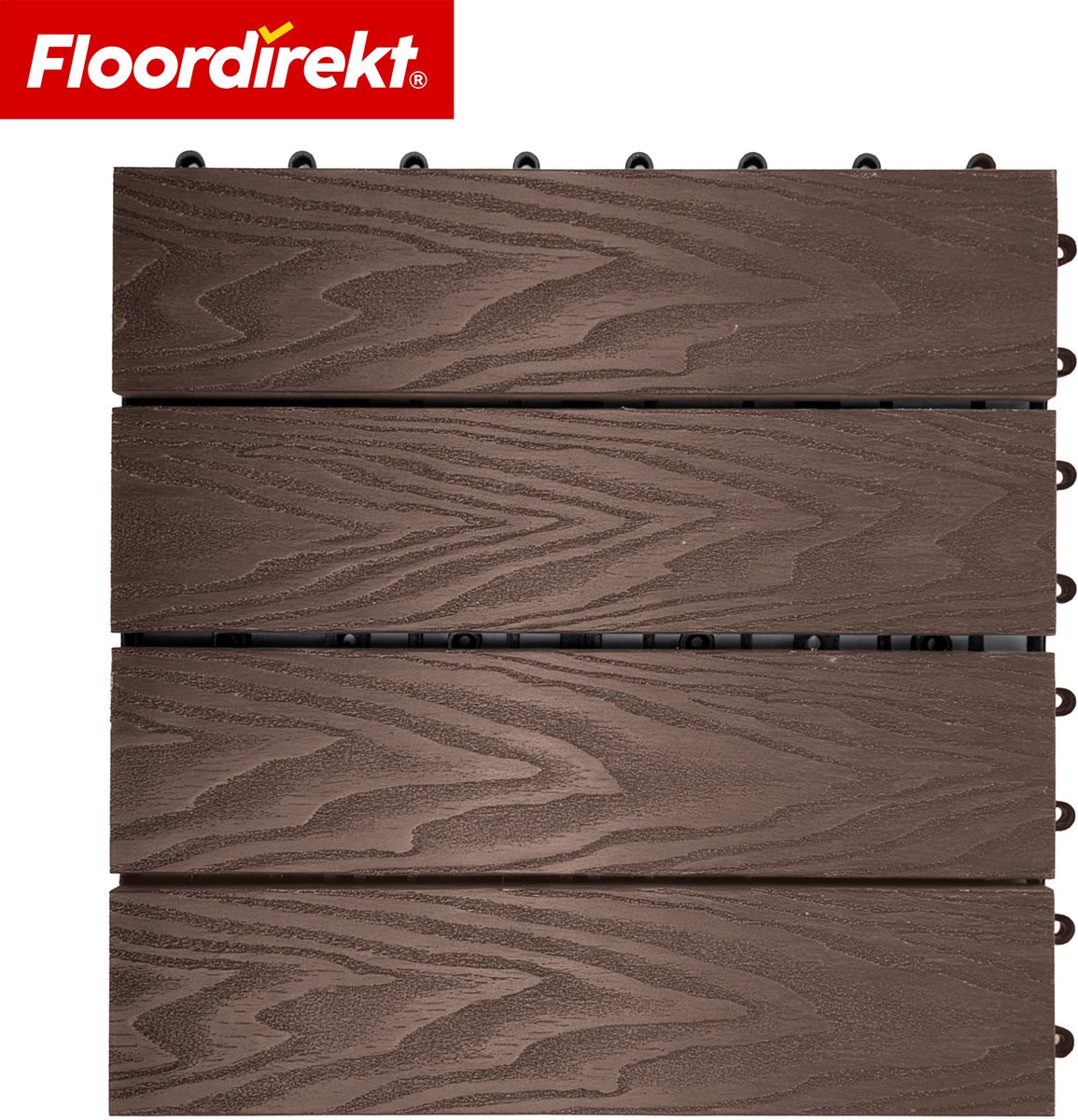 Floordirekt WPC-Terrastegels Noble 3D - Moderne Kliktegels - 30 x 30 cm - Set Van 11 = 1 m² - Voor Balkon & Terras - in Moderne Bruine 3D-Houtlook