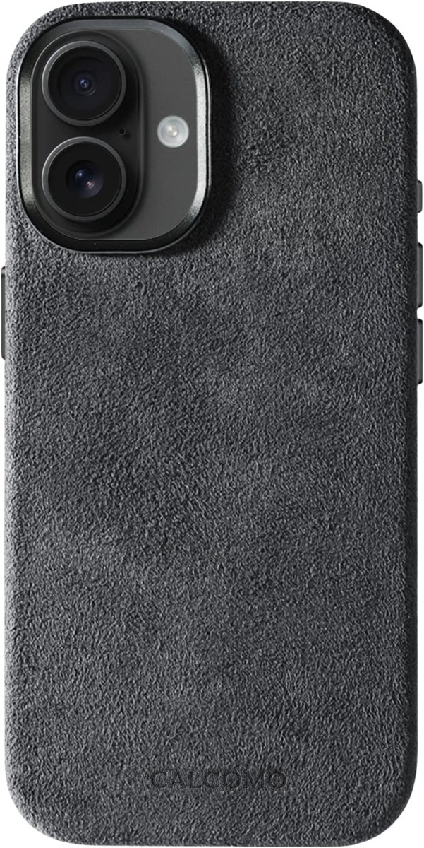 Calcomo® - Alcantara Telefoonhoesje iPhone 17 – 100% Italiaans Alcantara® – Premium Schokbestendig – Geschikt voor MagSafe – Dark Grey