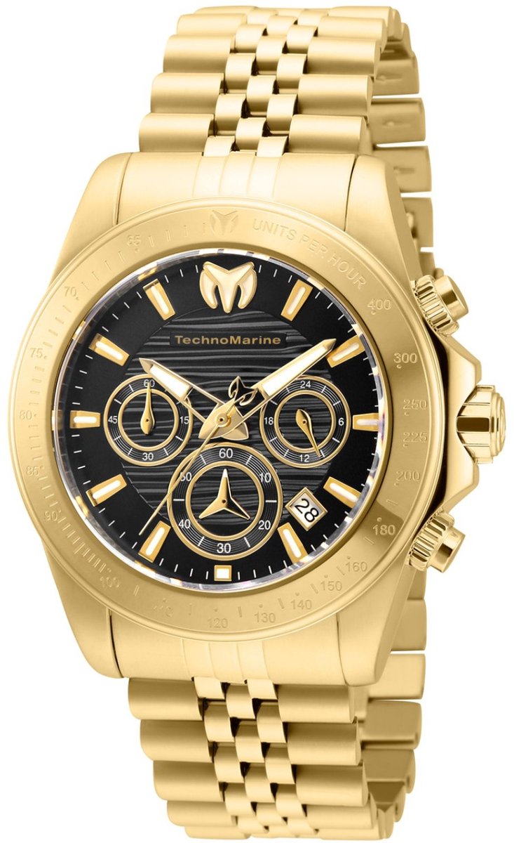 TechnoMarine Manta TM-219023 Heren Horloge - Waterdicht - Analoog - Quartz Uurwerk - Roestvrij Staal met zwarte Wijzerplaat - 42mm