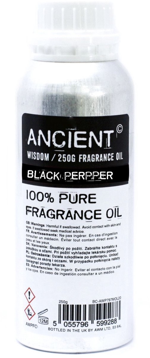 Ancient Wisdom - Huisparfum - Zwarte pepergeur 250 g - geur - aromatherapie - luchtverfrisser - geurverspreider - geur olie