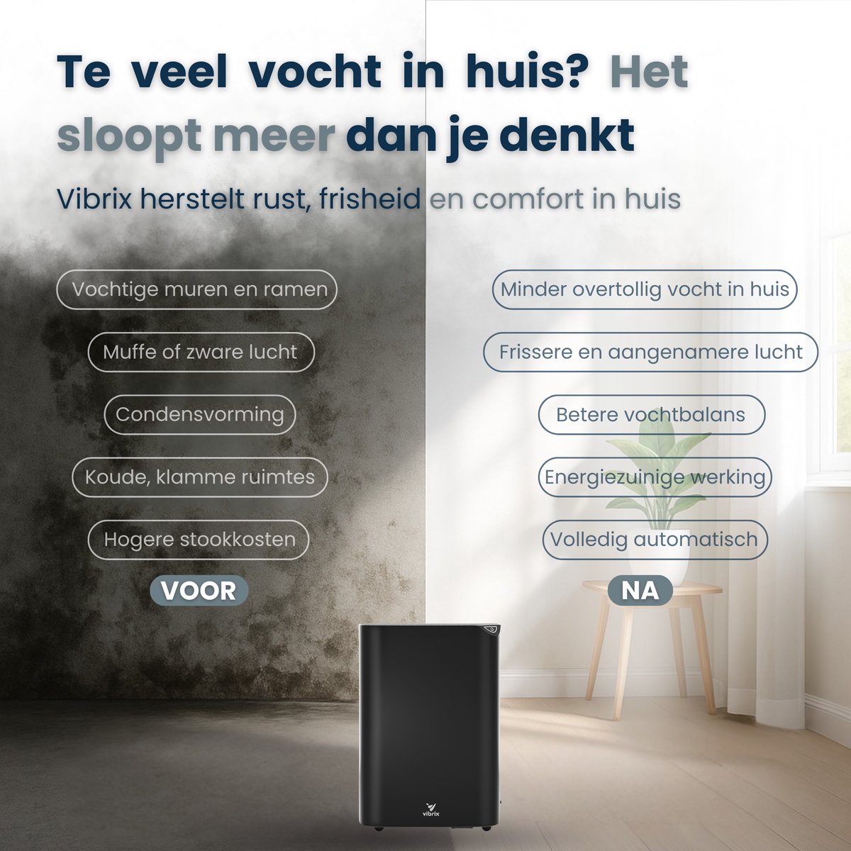 Vibrix DryFlow20 Pro Luchtontvochtiger & Luchtreiniger thumbnail 3