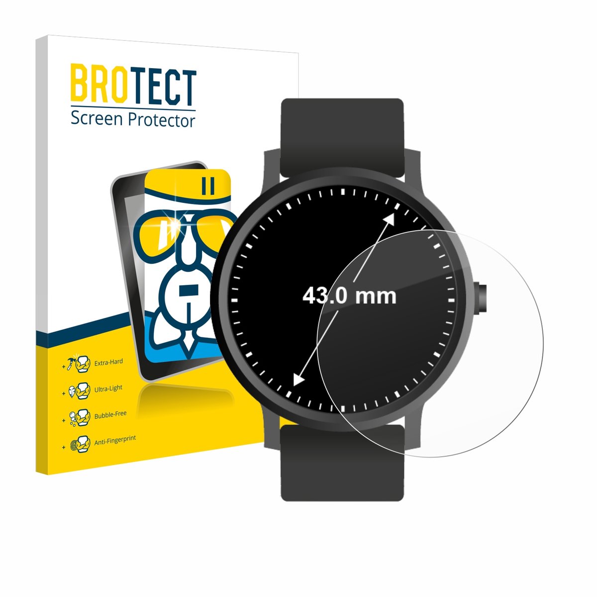 Screenprotector voor Horloges (Rond, ø: 43 mm) Beschermglas transparant