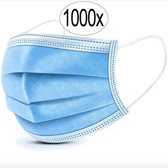 1000st niet-medische mondmaskers mondkapjes wegwerp 3-laags