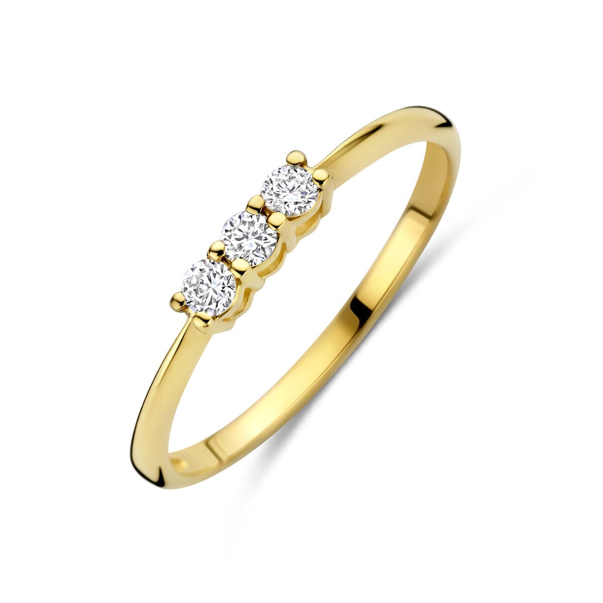 14K Geelgouden Trilogie Ring met Lab Grown Diamant 0.15 ct 4035515 – G VS