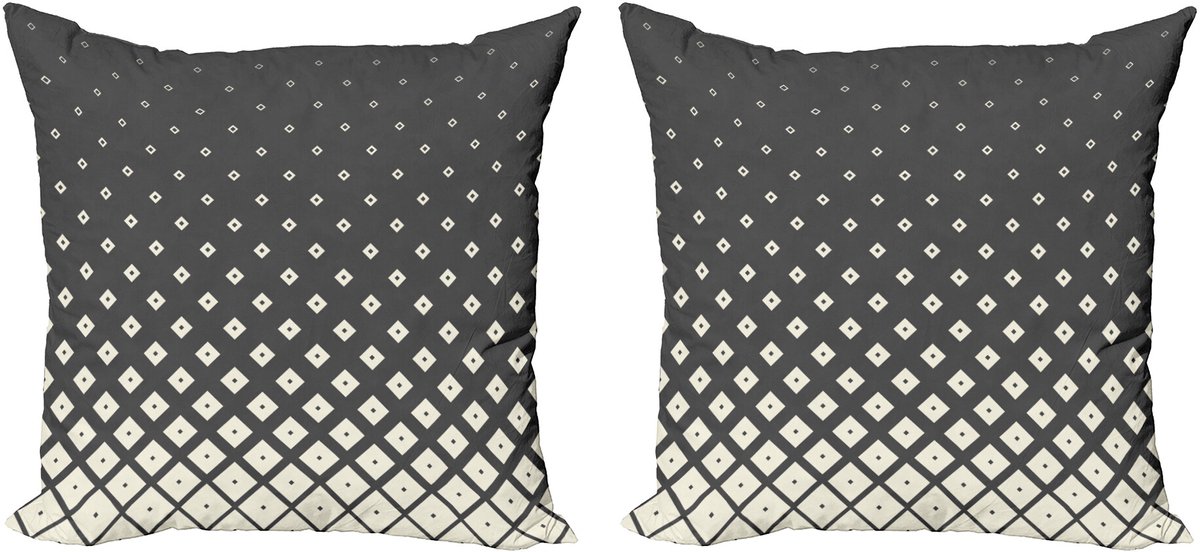 ABAKUHAUS Geometrische decoratieve kussenhoez 2-pack, ruitvormig ontwerp, 45x45 cm, crèmegrijs