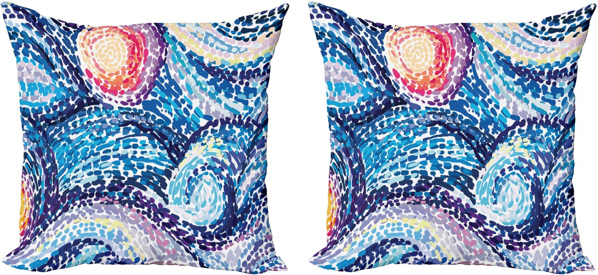 ABAKUHAUS Decoratieve kussenhoes met sterrenhemelmotief (2 stuks), met golvende lijn 40x40 cm, meerkleurig