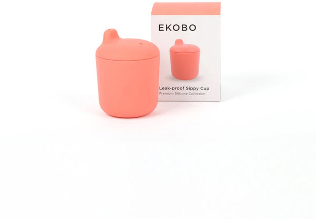 EKOBO Siliconen Tuitbeker Baby 13 cl - Lekvrij & Onbreekbaar- roze