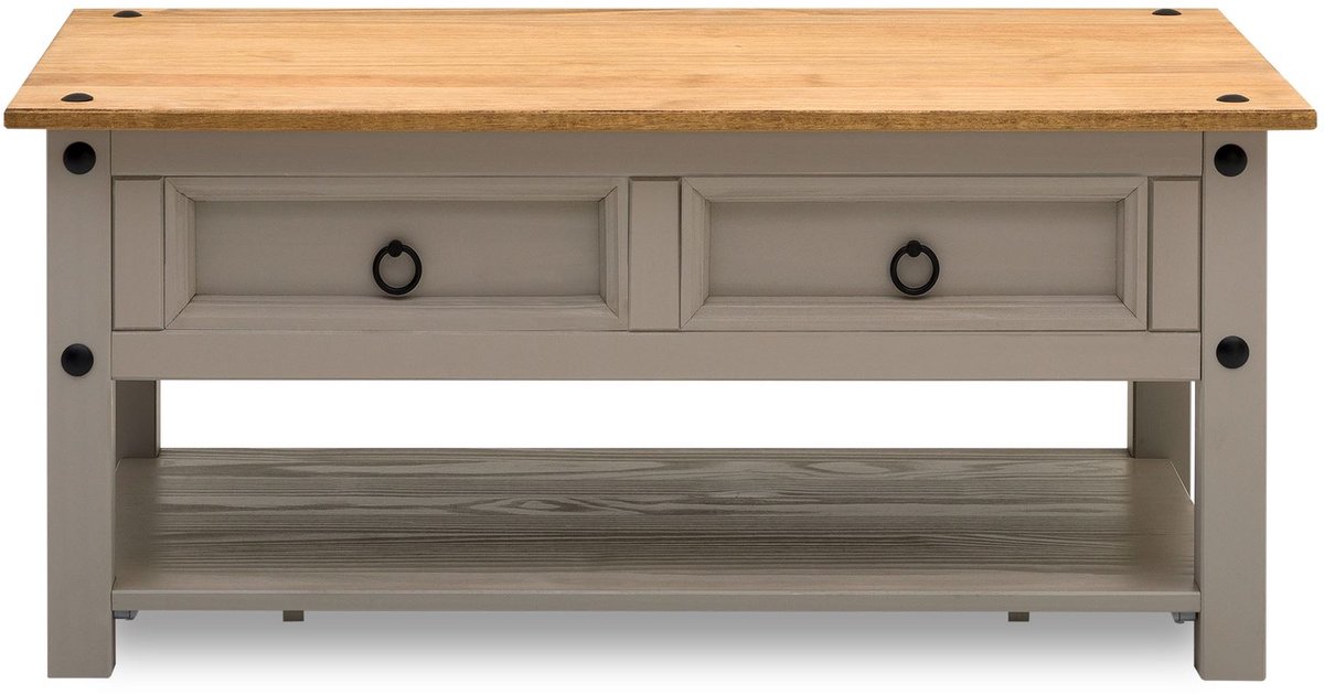 IDIMEX Salontafel RAMON met 2 lades van massief hout – grijs/bruin