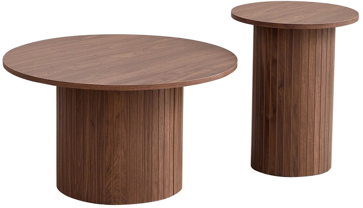 LabelOne Salontafels - Salontafel set van 2 - Salontafel Rond - Bijzettafels - Scandinavische stijl - hout - donkerbruin