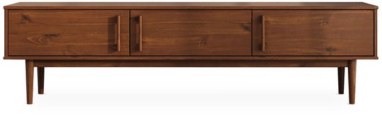 Lowboard TECCA en bois massif avec 3 portes, châtaigne - meubles de salon de style mid-century avec beaucoup d'espace de rangement, meuble bas à tiroirs également adapté comme meuble d'entrée ou dressoir de salon - ambiente