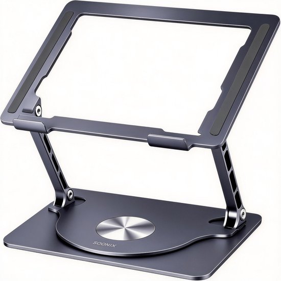 Sounix laptop standaard – 360° draaibaar – aluminium – donkergrijs