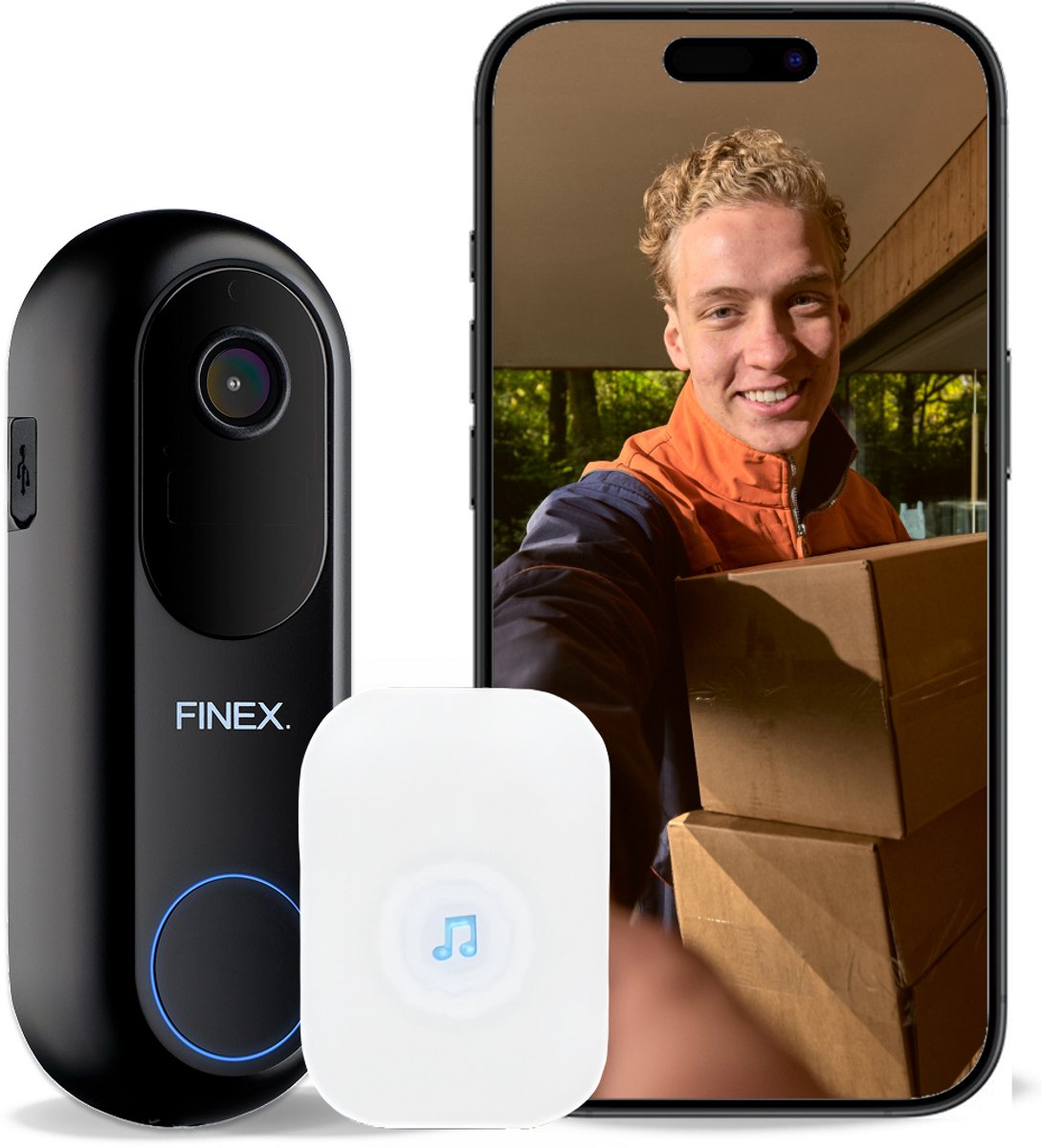 Finex Video Deurbel V2.1 - Inclusief Binnenbel - Vast stroom