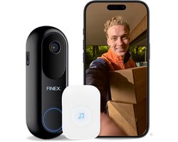 Finex™ Video Deurbel V2 - Inclusief Binnenbel - Vast stroom of Batterijen - WiFi - Dag en Nachtmodus - Zonder abonnement - T Ring - Video deurbel met Camera