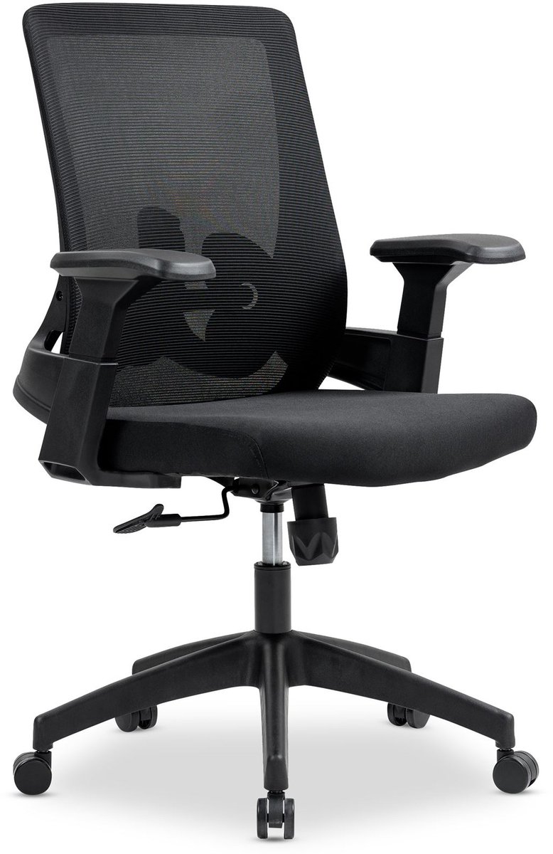 CAPVAL in hoogte verstelbare bureaustoel met lendensteun, zwart - ergonomische bureaustoel met netrugleuning, moderne bureaustoel, comfortabele bureaustoel voor thuiskantoor [tot 120 kg] - main image