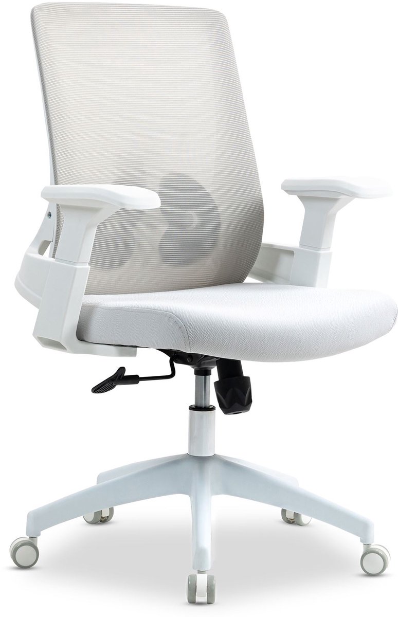 CAPVAL in hoogte verstelbare bureaustoel met lendensteun, wit - ergonomische bureaustoel met netrugleuning, moderne bureaustoel, comfortabele bureaustoel voor thuiskantoor [tot 120 kg] - main image