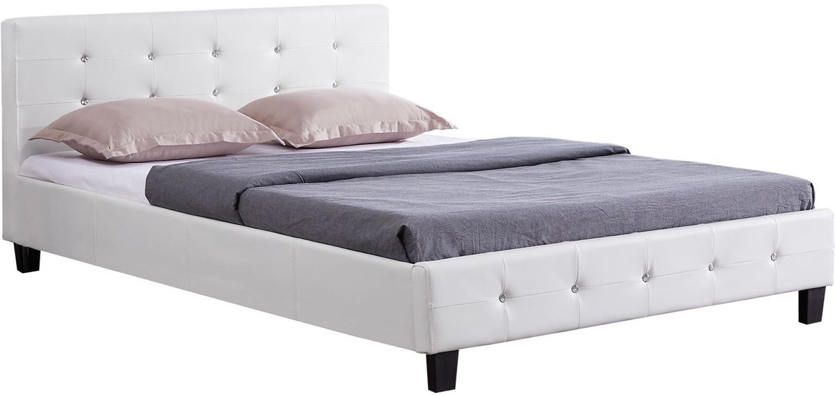 IDIMEX Gestoffeerd bed KINGSTON 140x200 cm, wit kunstleer