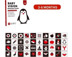 HHHK - Vision cards - Zwart wit Rood kaarten baby - Educatieve kaarten - Ontwikkeling - 3 6 maand - Hoog contrastkaarten- 40stuks