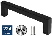 MSQDESIGN Zwarte RVS Handgreep 224mm - Handgreep zwart - Moderne Handgrepen keukenkastjes - Keukengrepen zwart - Kastgrepen - Meubelgrepen - Handgrepen deurtjes kast - Handgreep keuken - Deurgreepjes - ladegreep - Meubelgreep - Deurgreep zwart