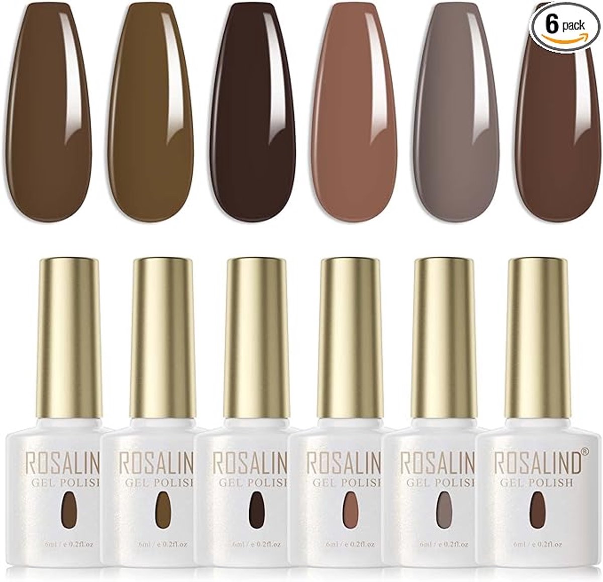 Nagellak Set 6 Kleuren Khaki Grijs Bruin