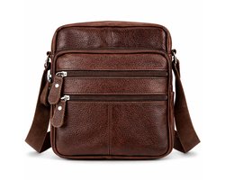 THL Design - Leren Schoudertas Heren / Dames - Kleine tas - Echt Leder - Donkerbruin