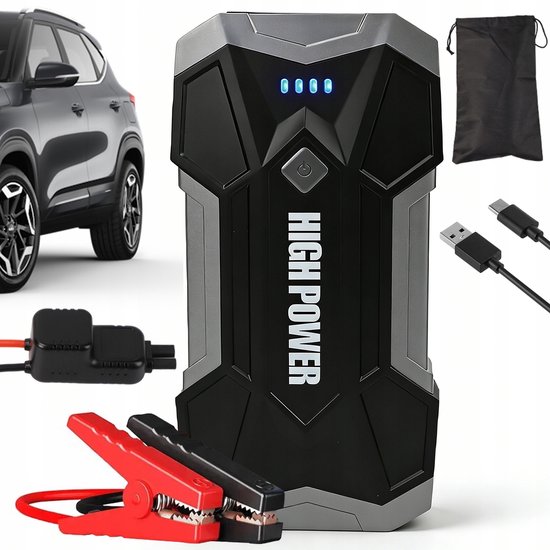 Jumpstarter - Accubooster - Auto Startbooster - 8000mAh 12V Auto starthulp - 4500A Piek & 18W Oplaadbaar - Met LED Zaklamp & SOS - Voor Auto, Motor & Boot - Veilig & Draagbaar