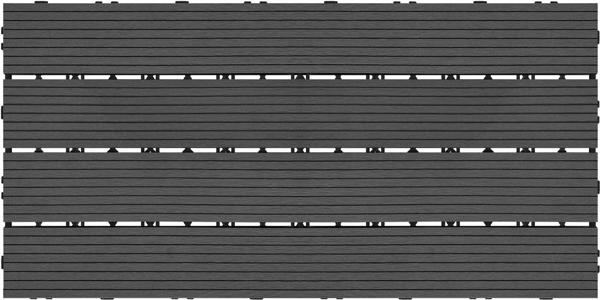 ACXIN WPC Balkon Tegels Kliksysteem Terrasvloeren Kunststof Houtlook Balkonvloer Tuin Terras 30x60 Cm 6-Delig - Antraciet