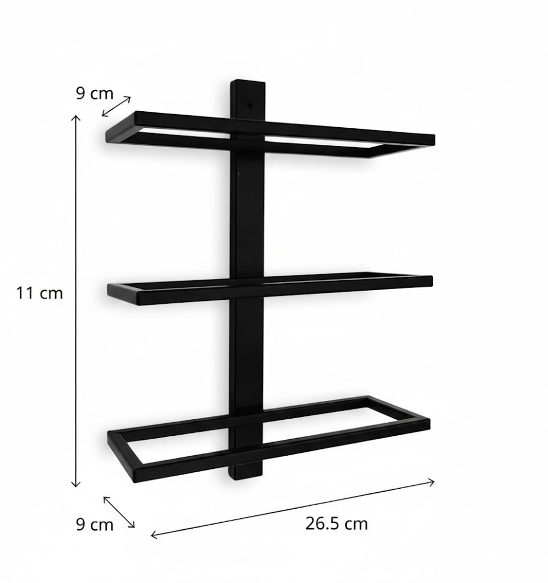 SINIA Living® - Wijnrek - 3 flessen - Mat zwart - Metaal - Wandwijnrek - Wijnrekken - Modern - Hangend wijnrek - Muur monteren - Industrieel - Wijnliefhebber - Wijnrek hangend - Wand - Vino - Wijnaccessoires - Aan de muur - Wijnglazen - Wijnfles — cadeau in Wonen & Interieur - foto 2