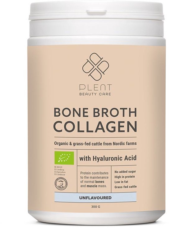 Pot met ongezoet, biologisch bottenbouillon collageen van Scandinavische boerderijen met hyaluronzuur.