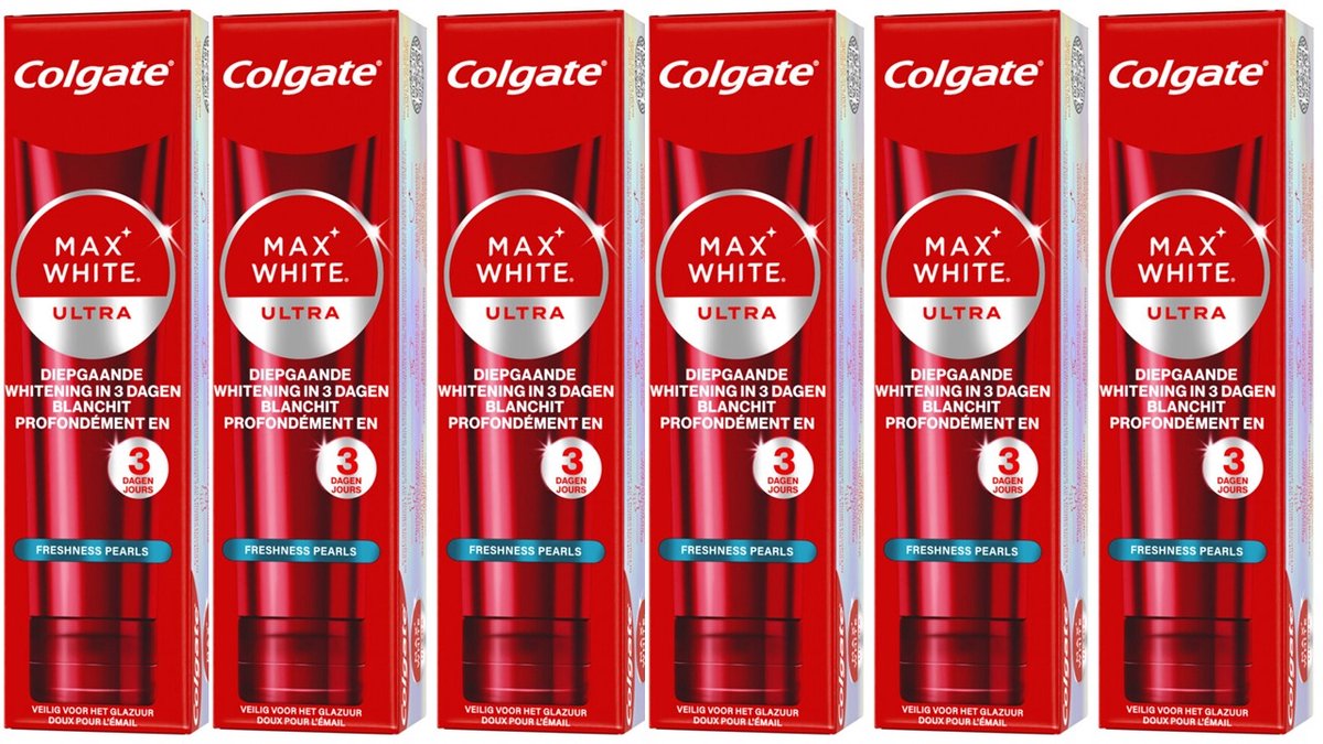 Colgate Tandpasta Max White Ultra Freshness Pearls - 6 x 75 ml - Voordeelverpakking