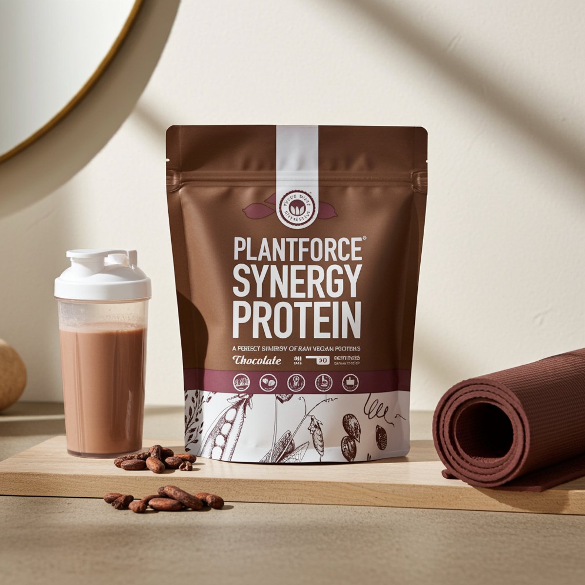 Plantforce Synergy Proteïne - Chocolade - 800 gram - vegan eiwitshake