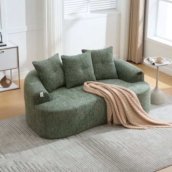 OKWISH Canapé 164 X 92 X 60 Cm - Assise extra profonde avec ressorts à poches et mousse - Compact pour salon ou studio - Chenille - Vert