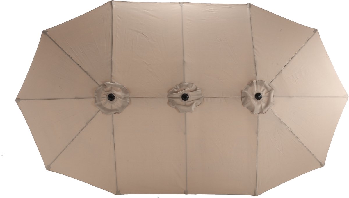 OKWISH Parasol Dubbelzijdig – 450 Cm – Staal – Khaki – Tuin En Terras Schaduw – Met Slinger En 12 Baleinen