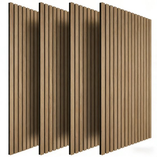 Bayt Panneaux Acoustiques - revêtement mural aspect bois - absorption acoustique - 4 pièces par set - 60x120x2,1 cm - chêne