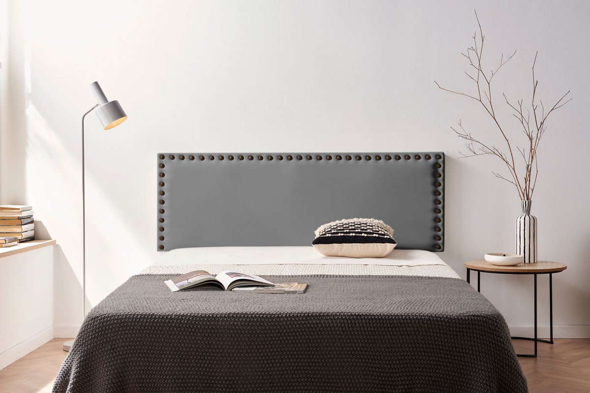 Moonia Hoofdbord - Kunstleer - Donkergrijs - Elegant en Duurzaam - 100x55x8 cm - Gemakkelijk op te hangen