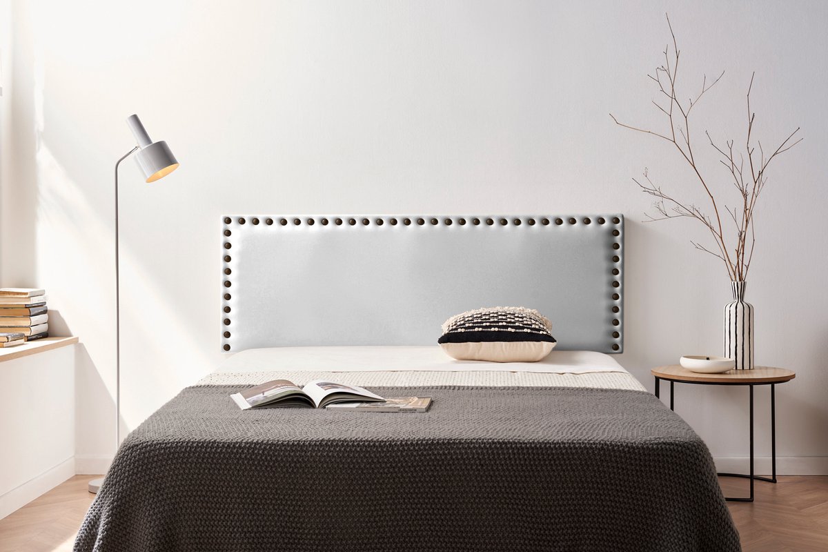 Moonia Hoofdbord - Kunstleren Hoofdbord - Elegant en Duurzaam - Zilver - Hoogwaardige Bekleding - 55 cm Hoog