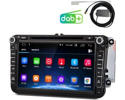 JUNSUN Andriod Autoradio Met CD DVD DAB+ Geschikt voor VW Golgf 5 6 Plus/Tiguan/Touran/Caddy/Jetta/Polo/EOS Passat - GPS-navigatiesysteem - Bluetooth - WIFI - Stuurwielbediening - USB - 8 inch IPS-scherm - 2DIN Plug & Play